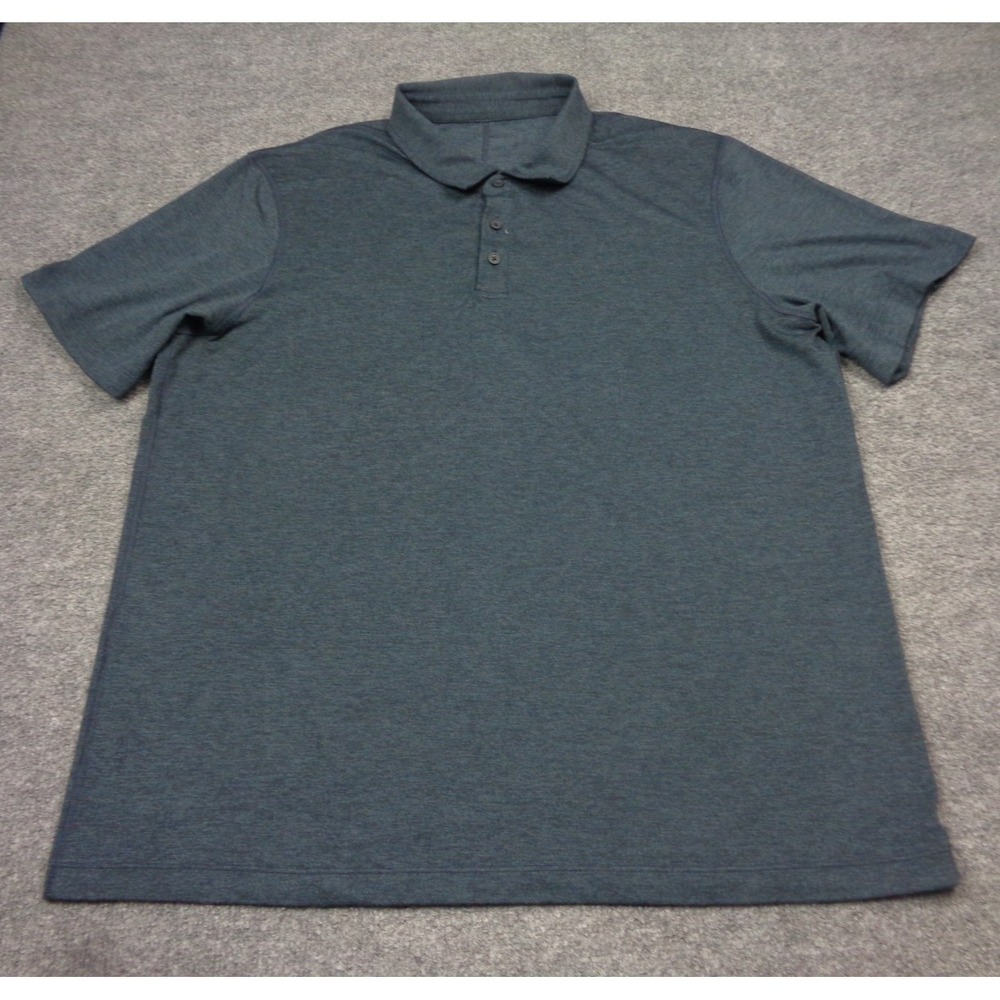 Lululemon Fundamental Polo Shirt Men 2XL Blue Performance Short Sleeve Wicking
